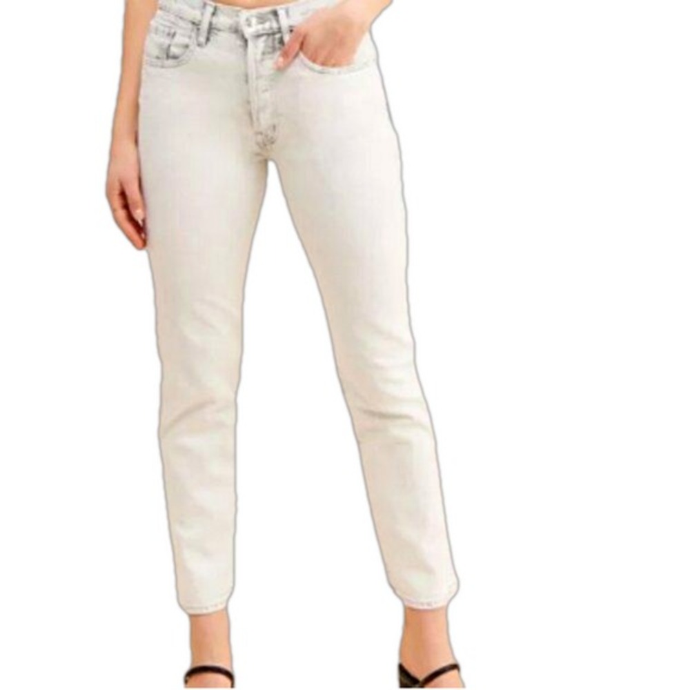 EDWIN HANA BUTTON FLY STRAIGHT JEANS Women's Size 31 ORBITAL ACID WASH GREY